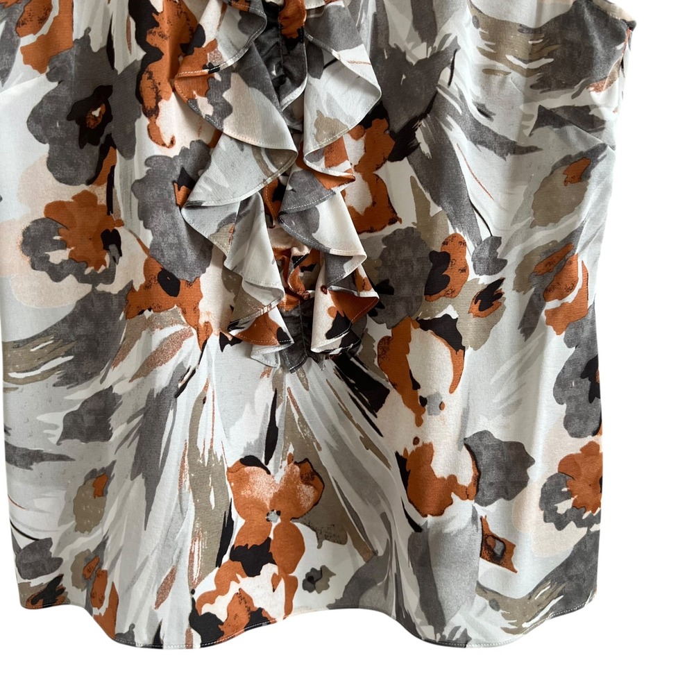 St. John Collection Silk Blend Floral Print Ruffle V Neck Blouse SZ 12 Office - Picture 4 of 10